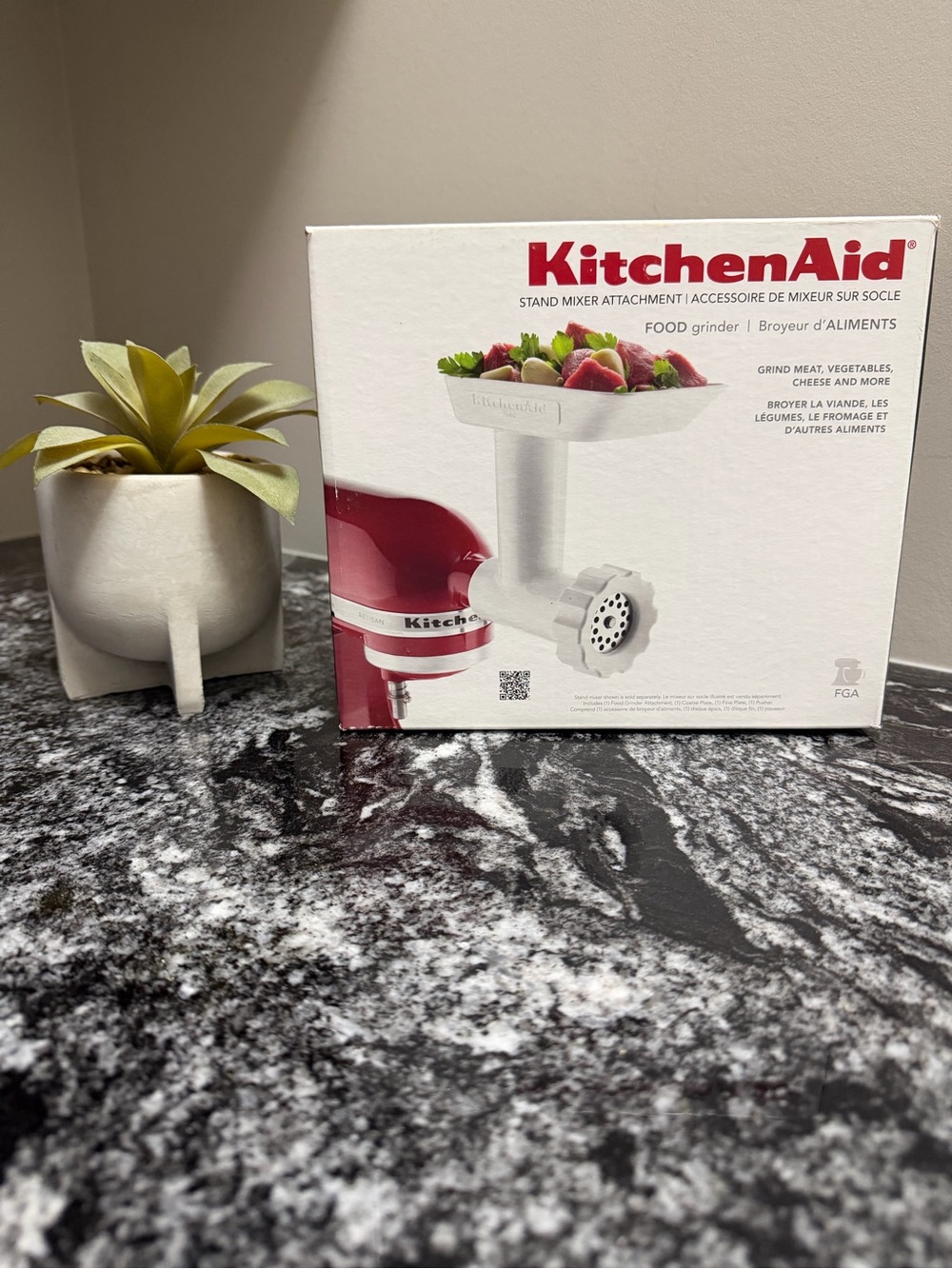 KitchenAid White and Red Food Grinder Attachment for Stand Mixers